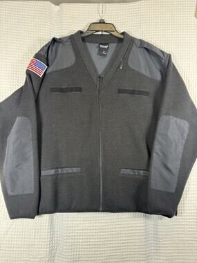 Blauer USA Public Safety Uniform Sweater Jacket Men’s XL Black Full Zip Flag
